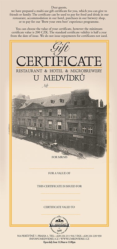 Certificate u Medvidku
